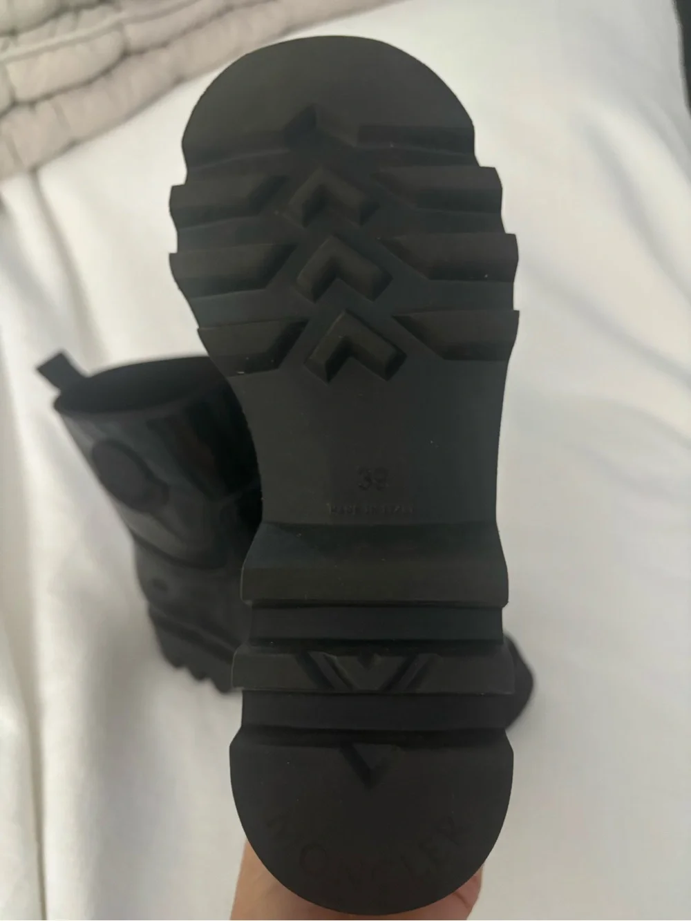 Moncler Glossy Black Chunky Ankle Rain Boots